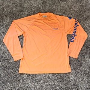 Men's XS Extra Small PFG Omni Shade Long Sleeve Shirt Color Peach Coral Orange